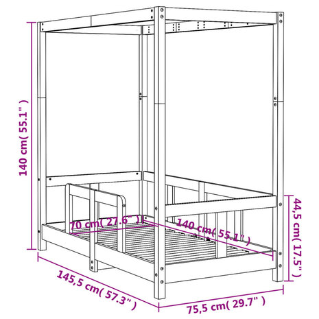 Kinderbedframe 70x140 cm massief grenenhout 9