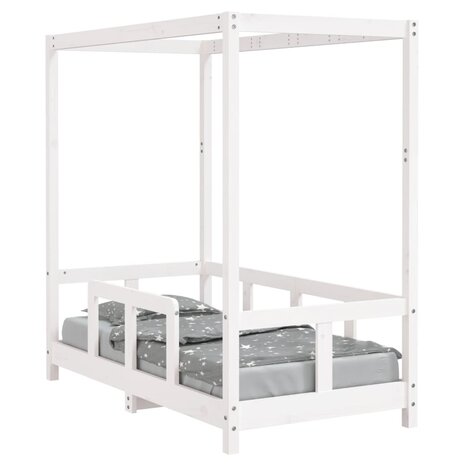 Kinderbedframe 70x140 cm massief grenenhout wit 2