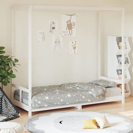 Kinderbedframe 80x200 cm massief grenenhout wit 1