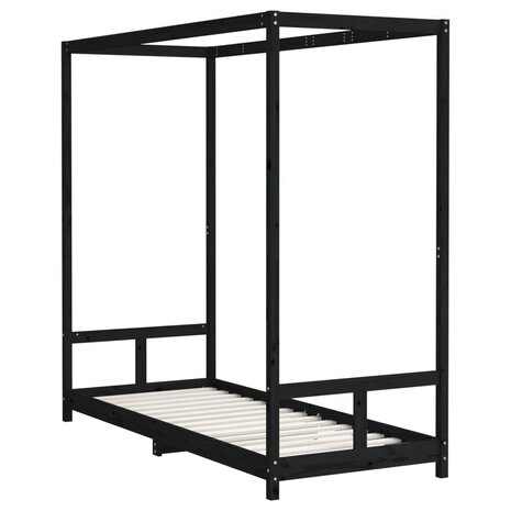 Kinderbedframe 80x200 cm massief grenenhout zwart 6