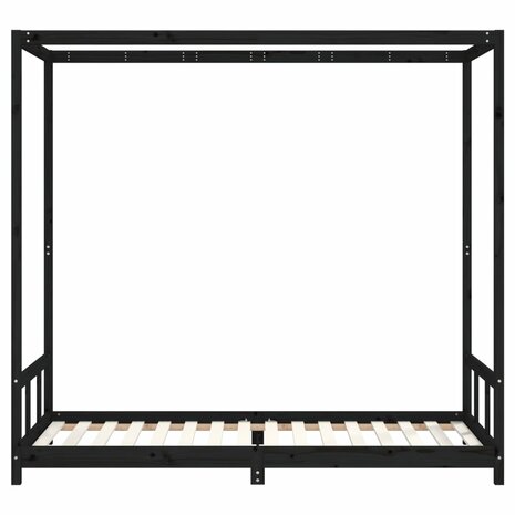Kinderbedframe 90x200 cm massief grenenhout zwart 4