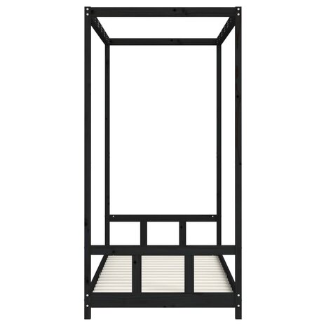 Kinderbedframe 90x200 cm massief grenenhout zwart 5