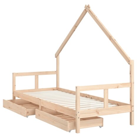 Kinderbedframe met lades 80x200 cm massief grenenhout 4