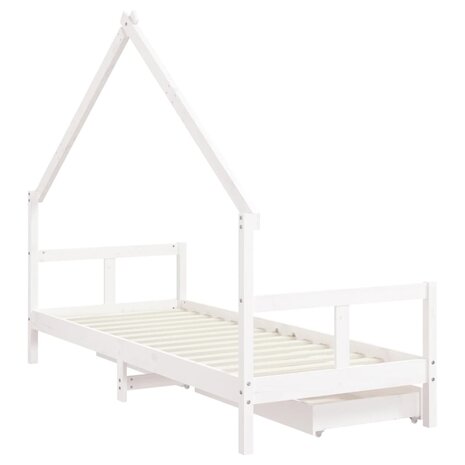 Kinderbedframe met lades 80x200 cm massief grenenhout wit 7