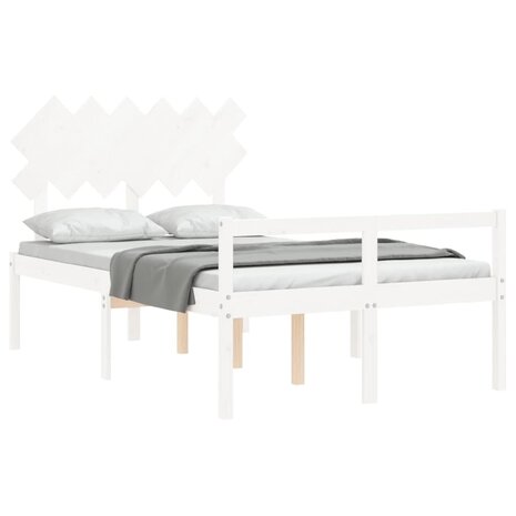 Seniorenbed met hoofdbord massief hout wit 4