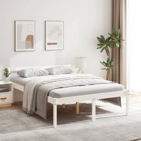 Seniorenbed massief grenenhout wit 135x190 cm 1