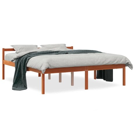 Seniorenbed massief grenenhout wasbruin 150x200 cm 2