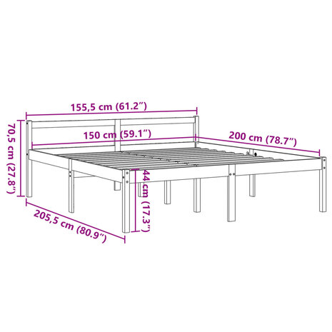 Seniorenbed massief grenenhout wasbruin 150x200 cm 9