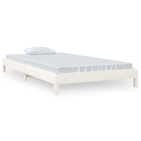 Bed stapelbaar 100x200 cm massief grenenhout wit 2