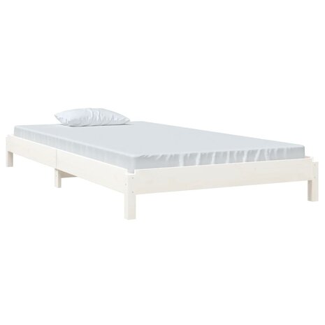 Bed stapelbaar 100x200 cm massief grenenhout wit 3