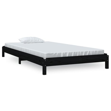Bed stapelbaar 80x200 cm massief grenenhout zwart 2