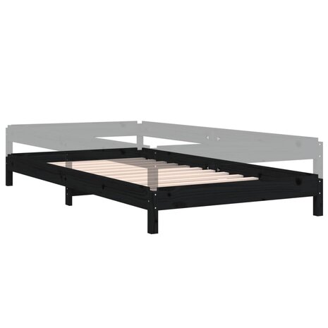 Bed stapelbaar 80x200 cm massief grenenhout zwart 6
