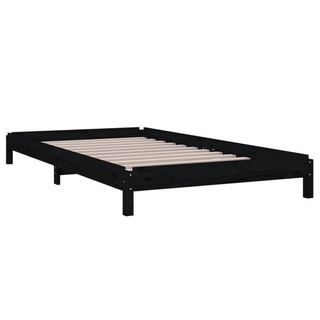 Bed stapelbaar 80x200 cm massief grenenhout zwart 7