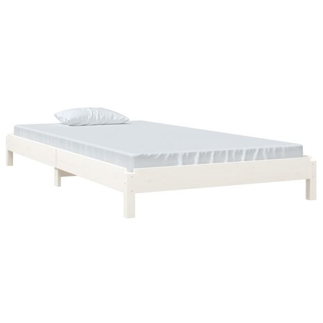 Bed stapelbaar 90x190 cm massief grenenhout wit 3