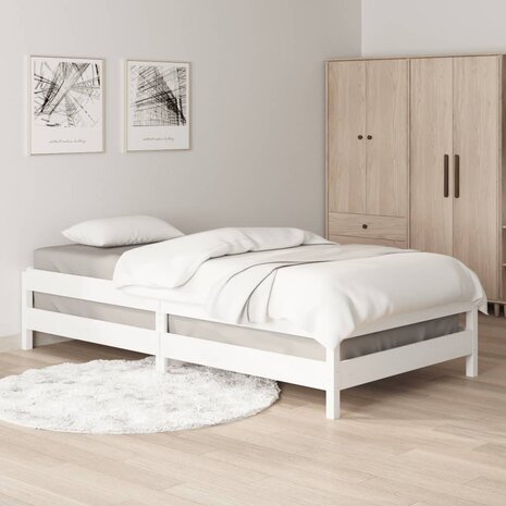 Bed stapelbaar 90x190 cm massief grenenhout wit 4