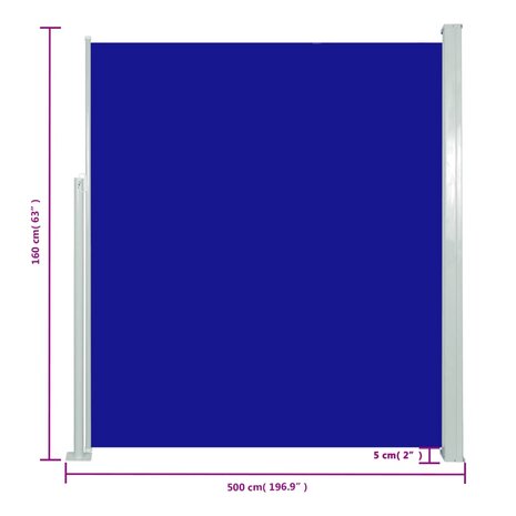 Windscherm uittrekbaar 160x500 cm blauw 7