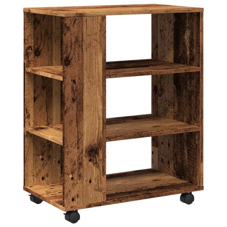 Rolkast 60x35x75 cm bewerkt hout oud houtkleurig 2