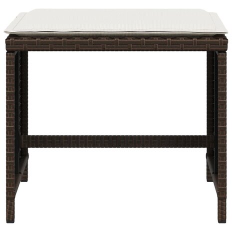 Tuinkrukken 4 st met kussens 40x40x35 cm poly rattan bruin 5