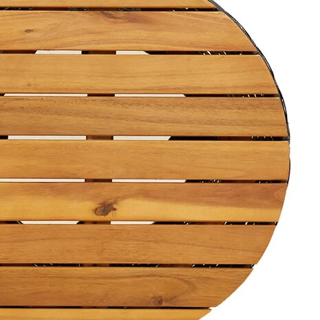 Tuinbijzettafel trommelvormig poly rattan en massief hout zwart 7