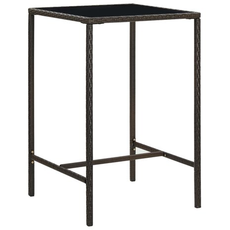 Tuinbartafel 70x70x110 cm poly rattan en glas bruin 1