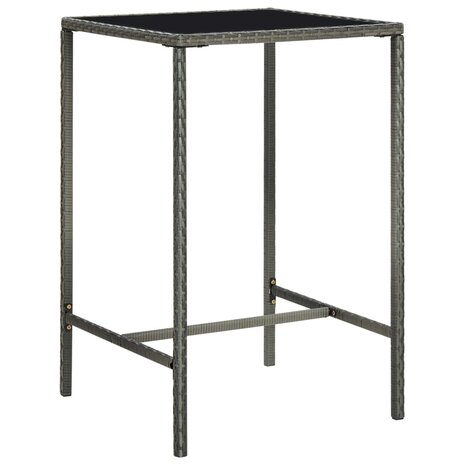Tuinbartafel 70x70x110 cm poly rattan en glas grijs 1