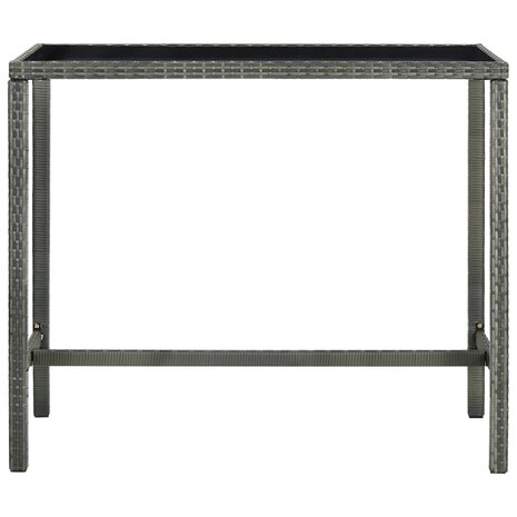 Tuinbartafel 130x60x110 cm poly rattan en glas grijs 2