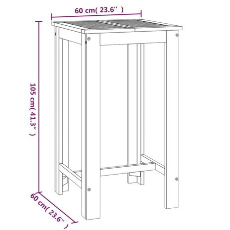 Tuinbartafel 60x60x105 cm massief acaciahout  6