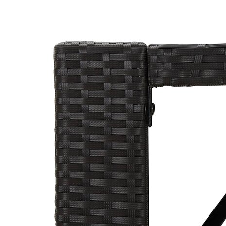Bartafel met glazen blad 185x80x110 cm poly rattan zwart 5