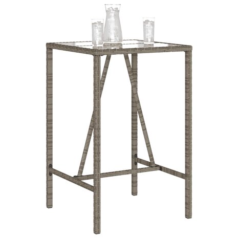 Tuinbartafel 70x70x110 cm poly rattan grijs 4