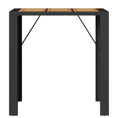 Tuinbartafel acaciahouten blad 105x80x110 cm poly rattan zwart 5