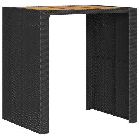 Tuinbartafel acaciahouten blad 105x80x110 cm poly rattan zwart 7