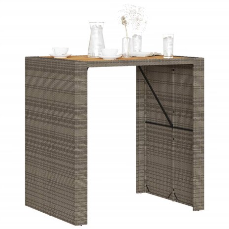 Tuinbartafel acaciahouten blad 105x80x110 cm poly rattan grijs 4