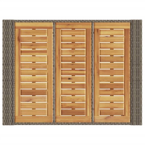 Tuinbartafel acaciahouten blad 105x80x110 cm poly rattan grijs 8