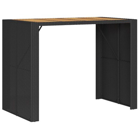 Tuinbartafel acaciahouten blad 145x80x110 cm poly rattan zwart 7