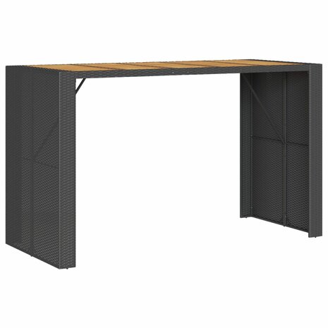 Tuinbartafel acaciahouten blad 185x80x110 cm poly rattan zwart 2