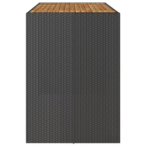 Tuinbartafel acaciahouten blad 185x80x110 cm poly rattan zwart 6
