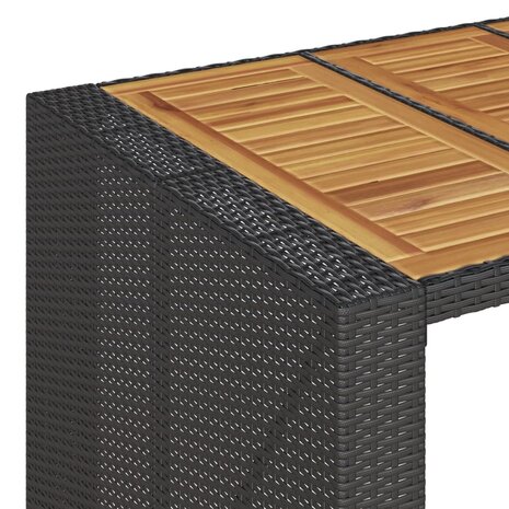 Tuinbartafel acaciahouten blad 185x80x110 cm poly rattan zwart 9