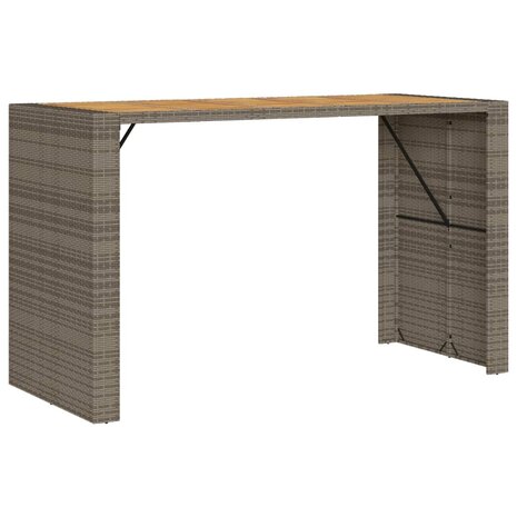 Tuinbartafel acaciahouten blad 185x80x110 cm poly rattan grijs 2