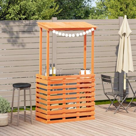 Tuinbartafel met dak bruin 112,5x57x195,5 cm massief hout 3