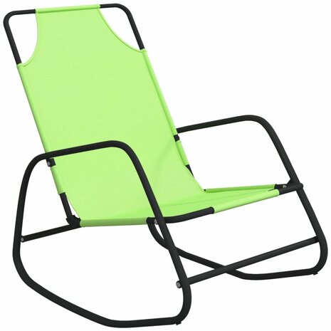 Ligstoelen 2 st schommelend staal en textileen groen 3