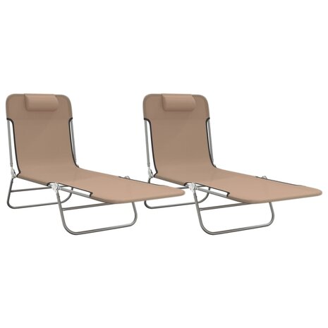 Ligbedden 2 st inklapbaar textileen en staal taupe 2