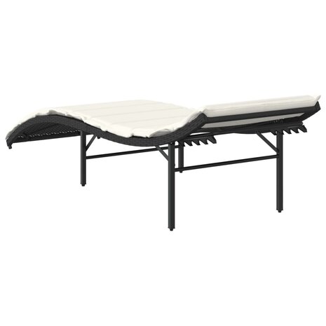 Ligbed met kussen 55x199x50 cm poly rattan zwart 6