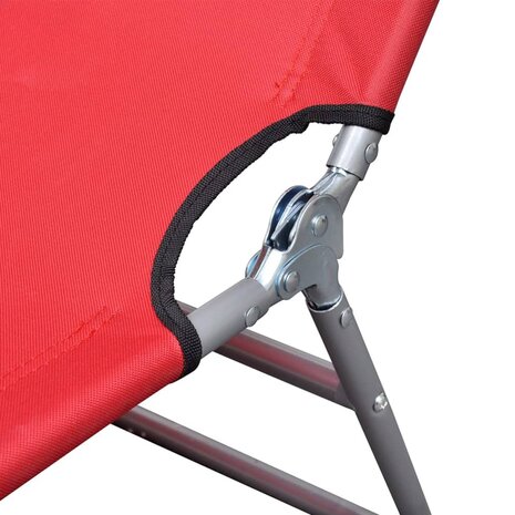 Ligbed inklapbaar met hoofdkussen gepoedercoat staal rood 5