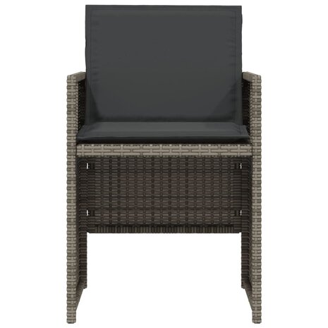 3-delige Bistroset met kussens poly rattan grijs 5