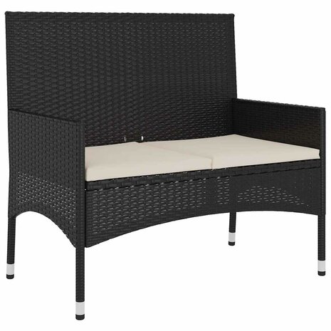 Tuinbank 2-zits met kussens poly rattan zwart 2