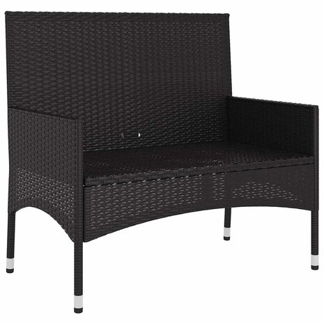 Tuinbank 2-zits met kussens poly rattan zwart 4