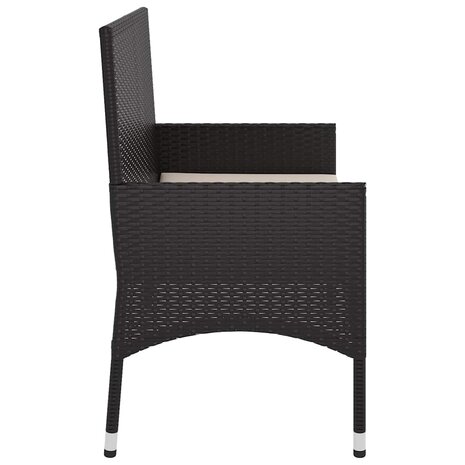 Tuinbank 2-zits met kussens poly rattan zwart 5