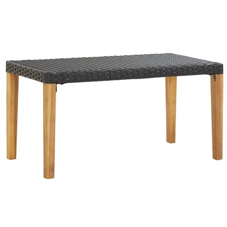 Tuinbank 120 cm poly rattan en massief acaciahout zwart 1