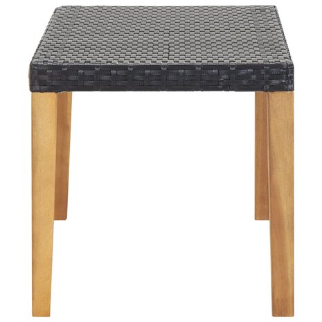 Tuinbank 120 cm poly rattan en massief acaciahout zwart 3