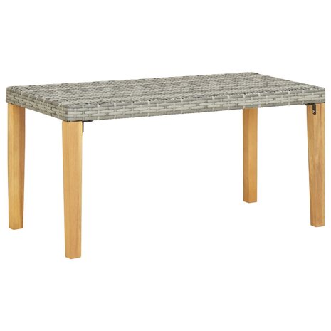 Tuinbank 120 cm poly rattan en massief acaciahout grijs 1